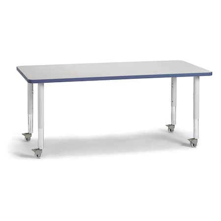 Jonti-Craft Berries Rectangle Activity Table, 30 in. x 60 in., Mobile, Freckled Gray/Navy/Gray 6408JCM112